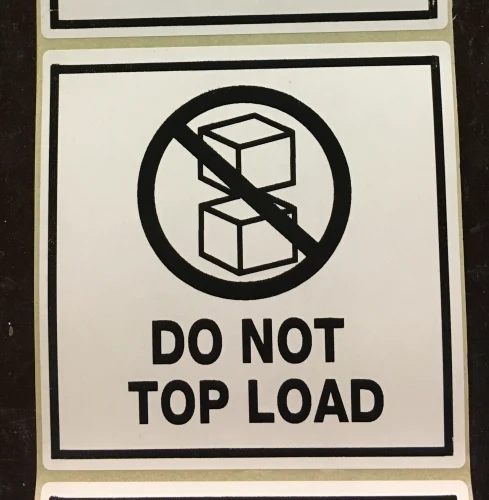 Huomiotarra 100*100mm "Do not top load"