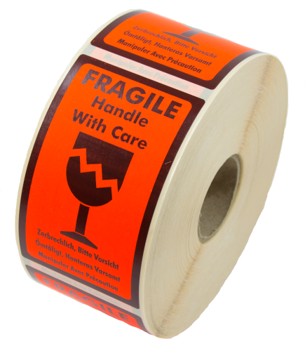 Etikett - Fragile + symbol