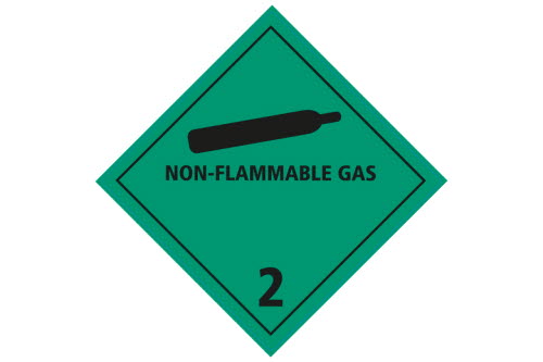 Huomiotarra 100*100mm "Non-flammable gas, lk. 2"