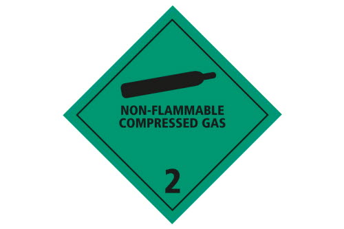 Huomiotarra 100*100mm "Non-flammable compressed gas"