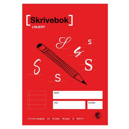 Skrivebok A4 80g 24bl 11,5mm marglinje