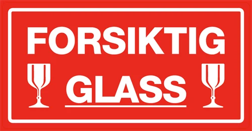 Etikett 55x110mm - FORSIKTIG GLASS